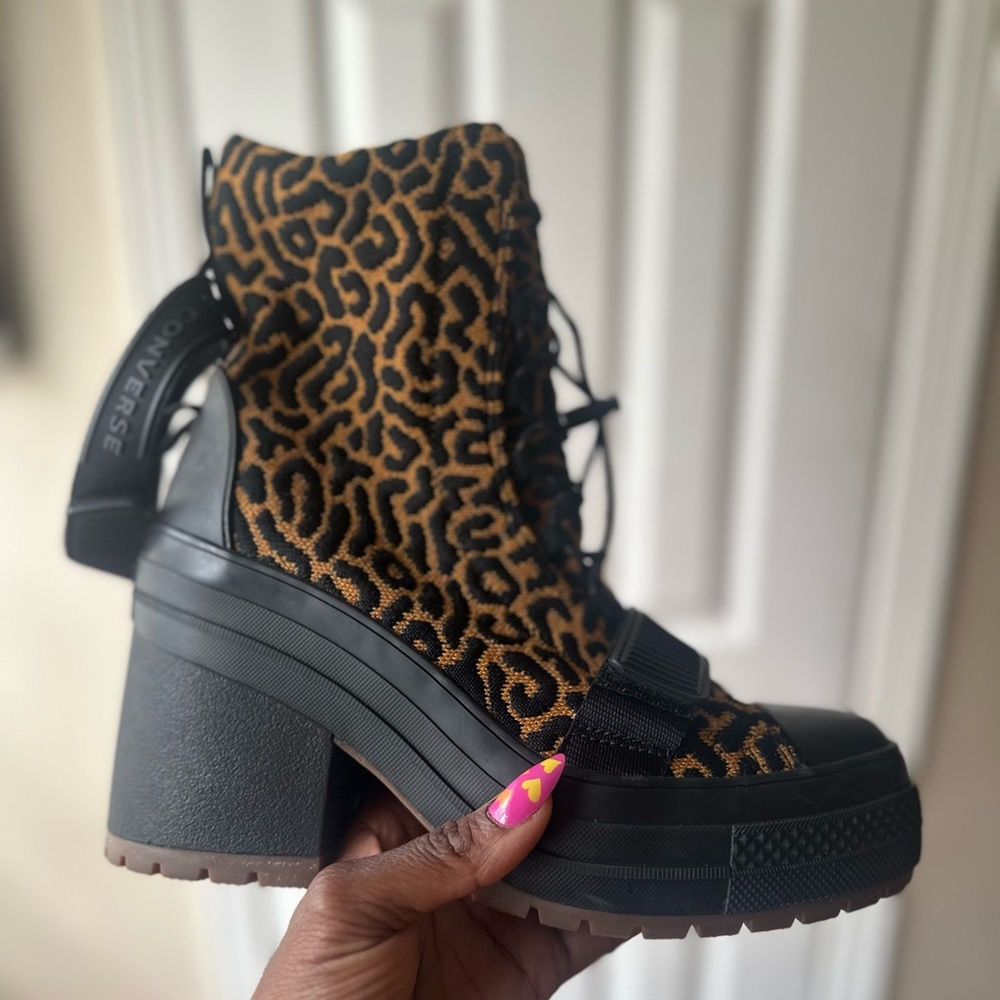 Converse Black and Brown Heeled Boots with Chunky Sole